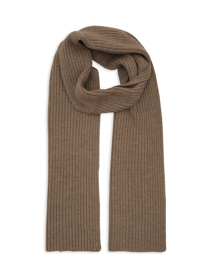 Sciarpa unisex lana, seta e cashmere beige a coste tinta unita - Gallo 1927 - Official Online Shop