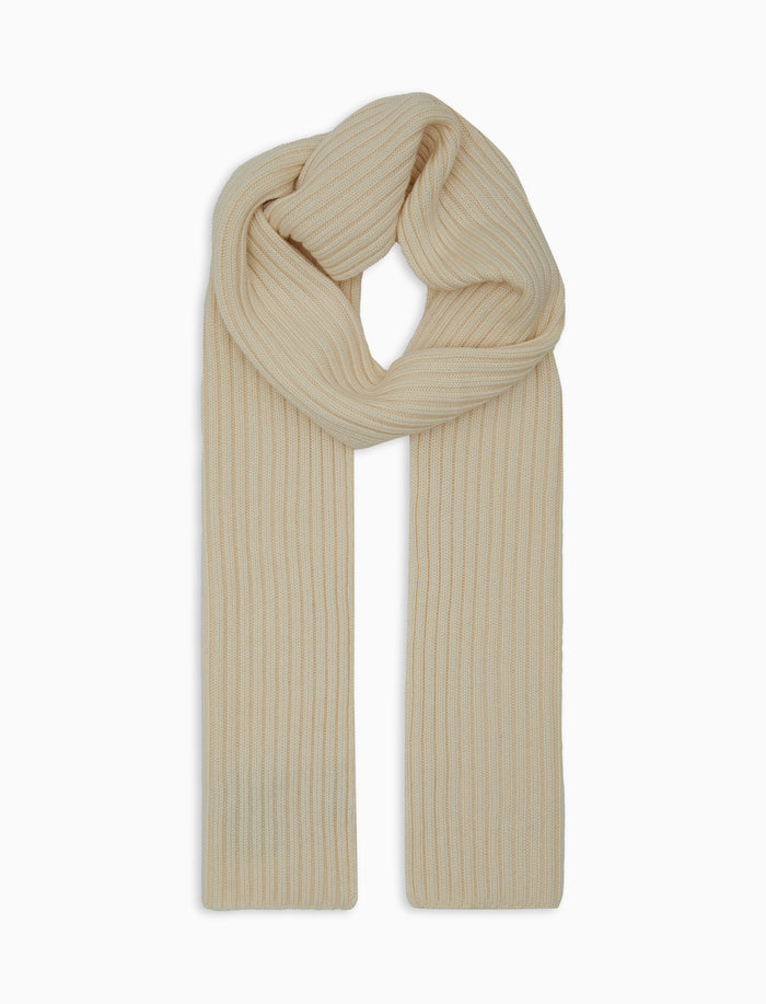 Sciarpa unisex lana, seta e cashmere bianco a coste tinta unita - Gallo 1927 - Official Online Shop