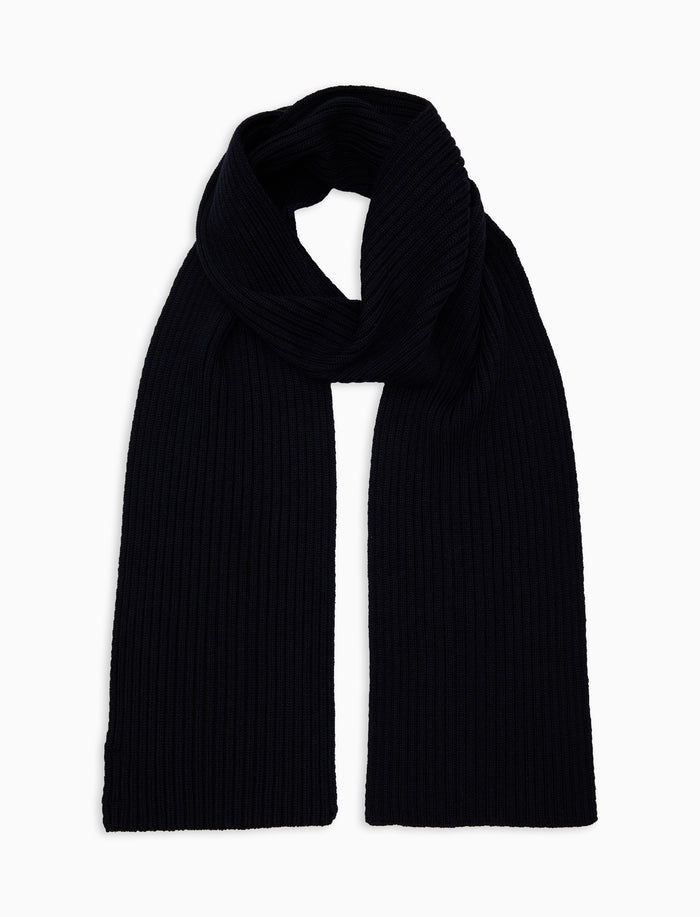 Sciarpa unisex lana, seta e cashmere blu a coste tinta unita - Gallo 1927 - Official Online Shop