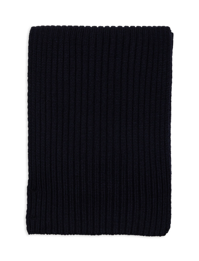 Sciarpa unisex lana, seta e cashmere blu a coste tinta unita - Gallo 1927 - Official Online Shop