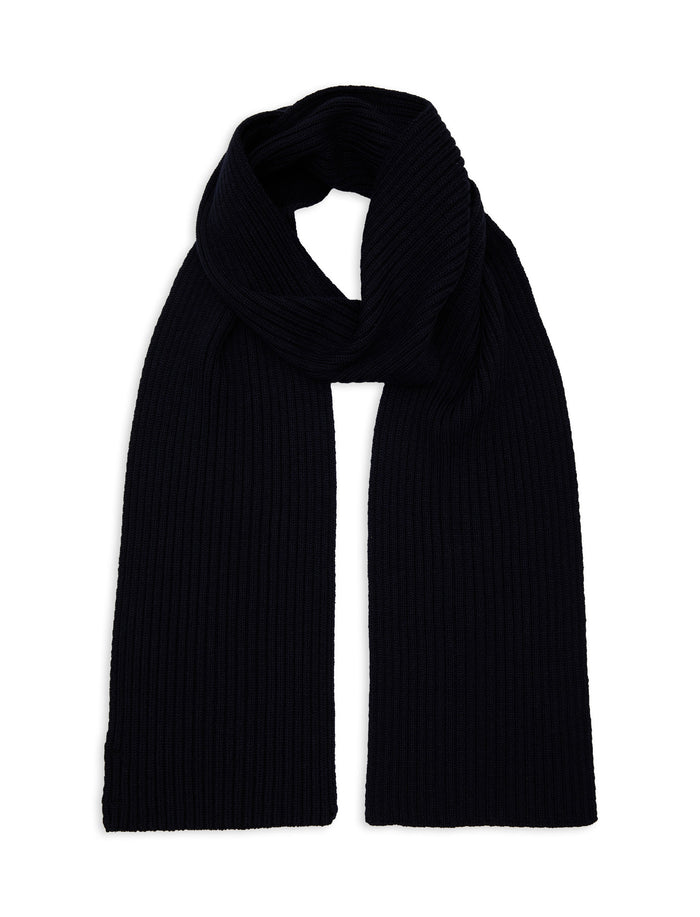 Sciarpa unisex lana, seta e cashmere blu a coste tinta unita - Gallo 1927 - Official Online Shop