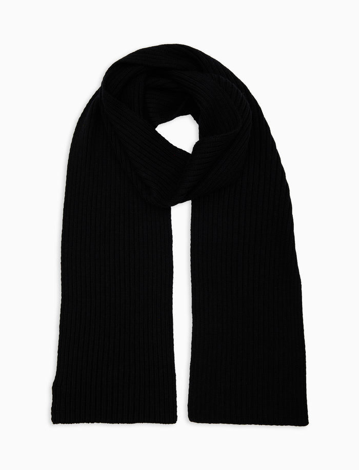 Sciarpa unisex lana, seta e cashmere nero a coste tinta unita - Gallo 1927 - Official Online Shop