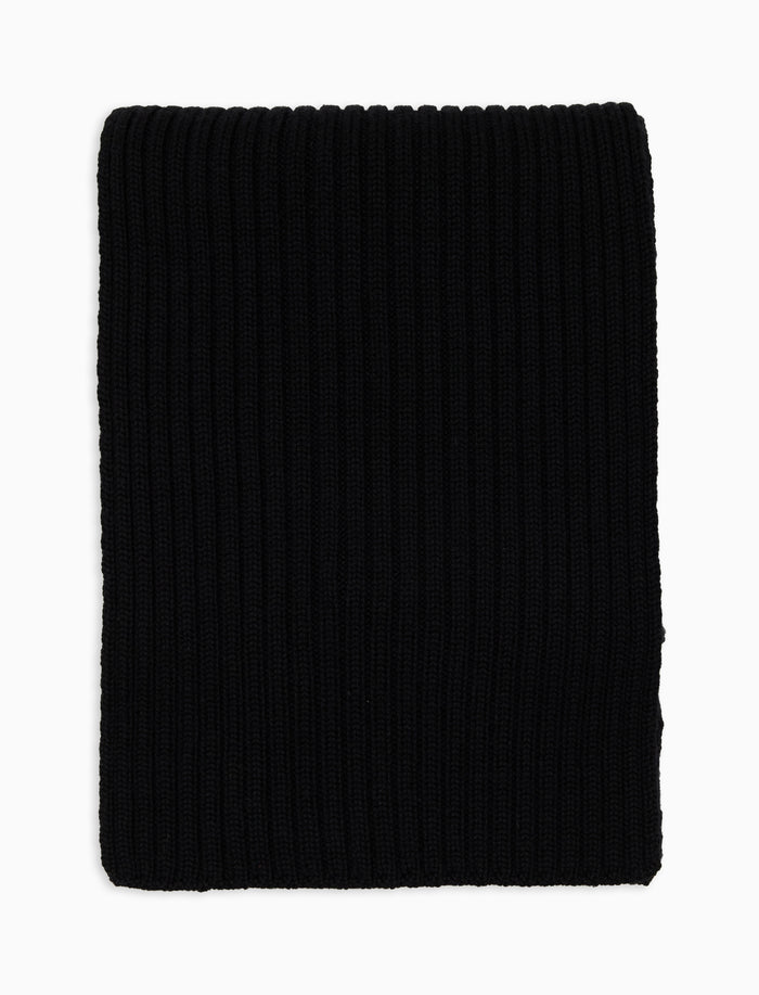 Sciarpa unisex lana, seta e cashmere nero a coste tinta unita - Gallo 1927 - Official Online Shop
