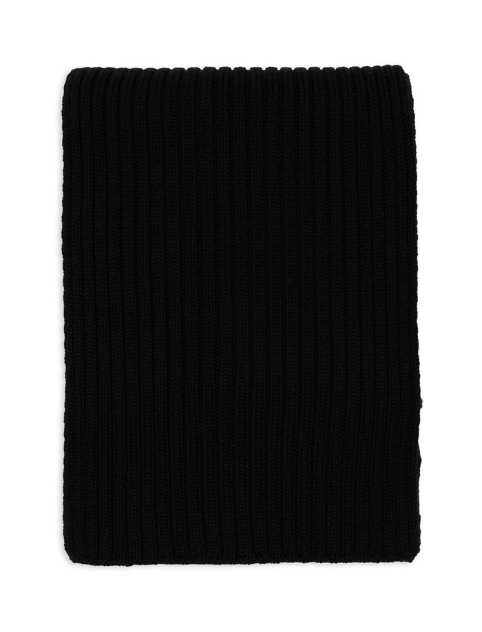 Sciarpa unisex lana, seta e cashmere nero a coste tinta unita - Gallo 1927 - Official Online Shop