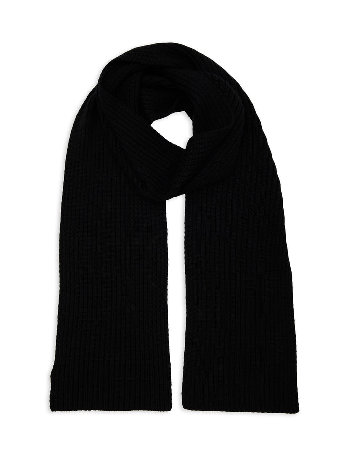 Sciarpa unisex lana, seta e cashmere nero a coste tinta unita - Gallo 1927 - Official Online Shop