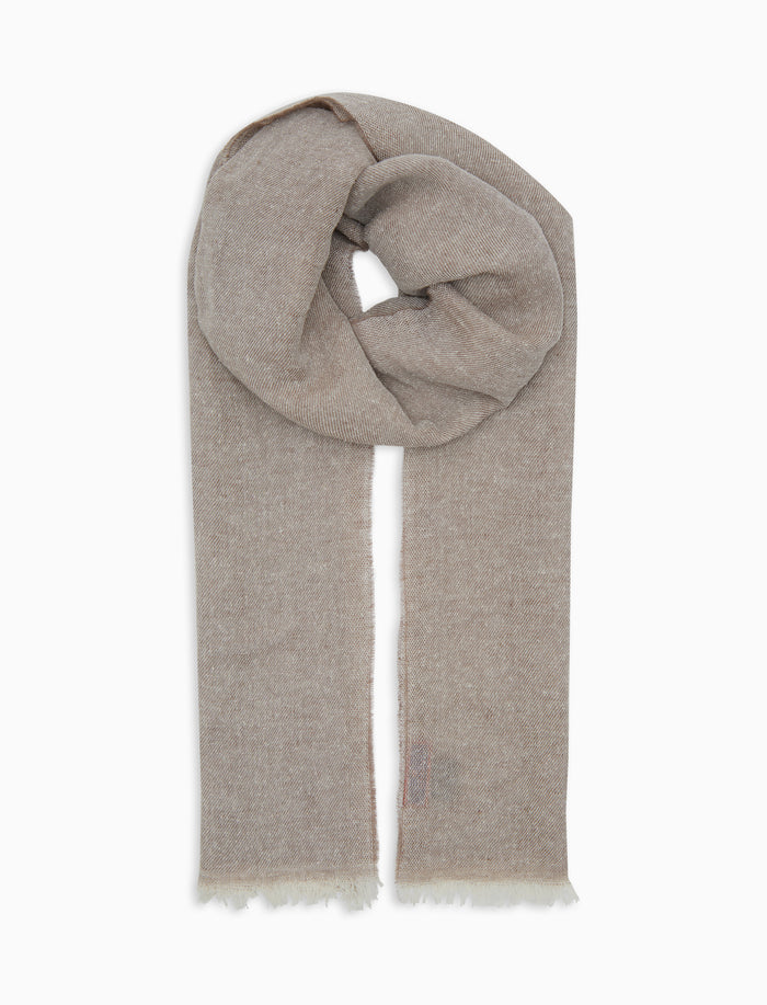 Sciarpa unisex seta e lino tinta unita beige - Gallo 1927 - Official Online Shop