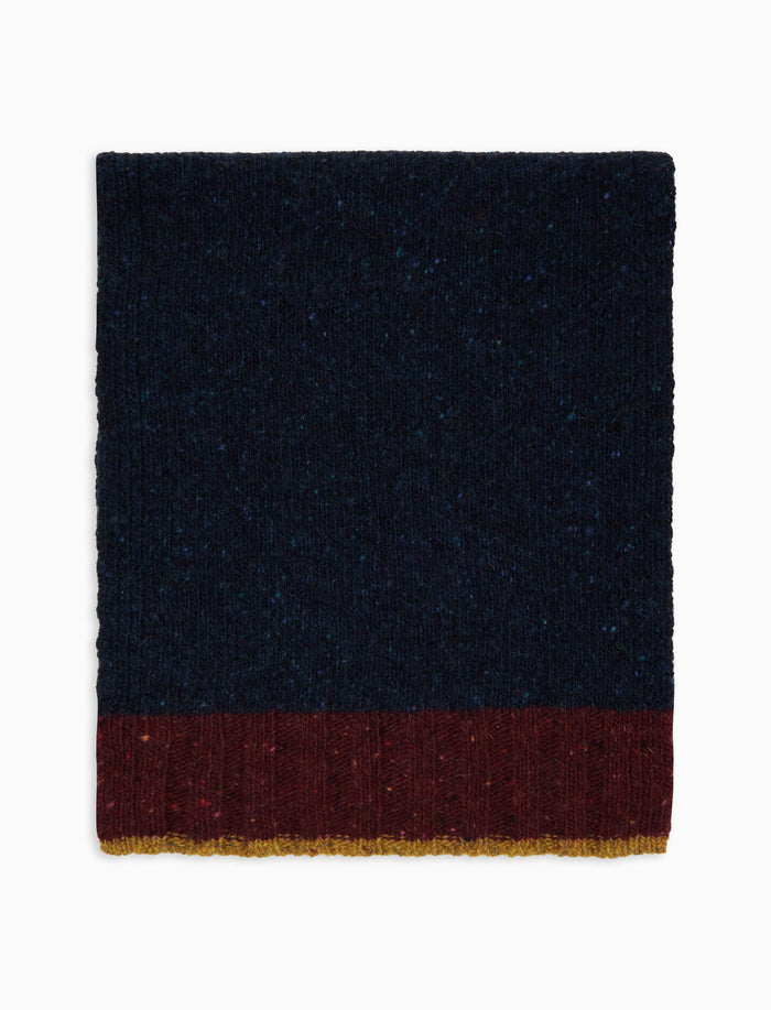 Sciarpa uomo lana blu tinta unita con contrasto - Gallo 1927 - Official Online Shop