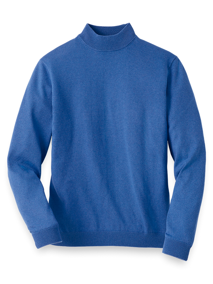 Product Image of Silk Cotton And Cashmere Mock Neck Sweater-Cobalt
