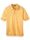 Product Image of Silk Cotton And Cashmere Three Button Polo-Yellow
