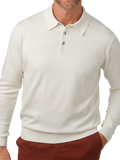 Product Image of Silk, Cotton & Cashmere Long Sleeve Polo-Cream