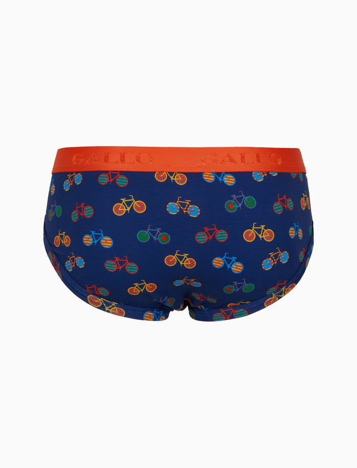 Slip intimo uomo cotone fantasia biciclette blu - Gallo 1927 - Official Online Shop