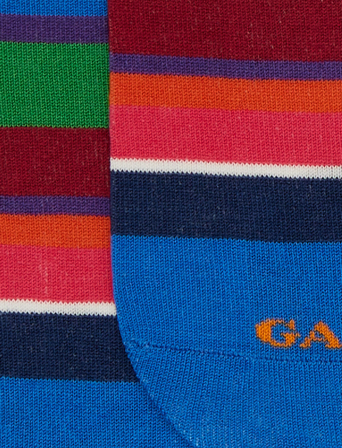 Solette donna cotone righe multicolor azzurro - Gallo 1927 - Official Online Shop