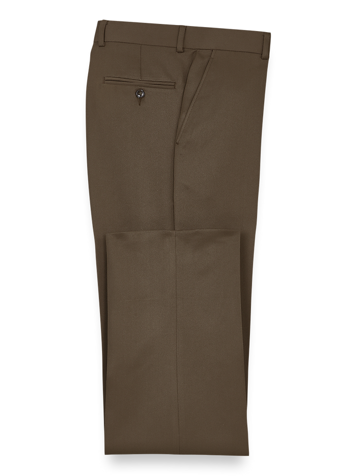 Product Image of Solid Microfiber Flat Front Pants-Cocoa#model_flat front