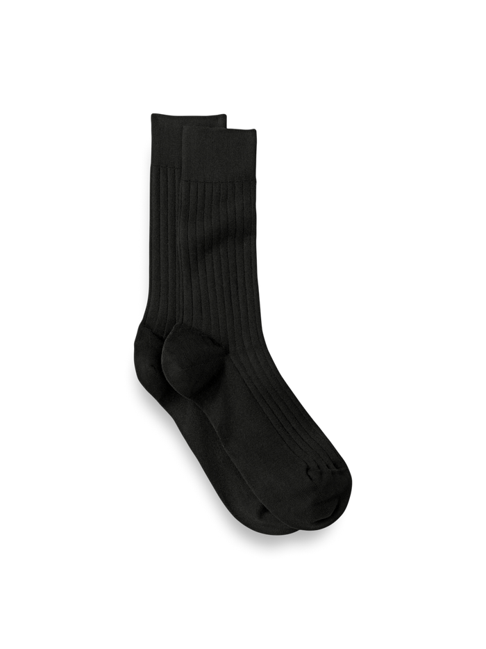 Product Image of Solid Rib With Contrast Cotton Blend Sock-Black/Grey