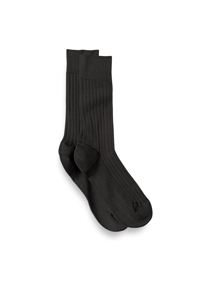 Product Image of Solid Rib With Contrast Cotton Blend Sock-Grey/Tan