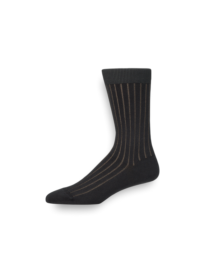 Alternate Image of Solid Rib With Contrast Cotton Blend Sock-1