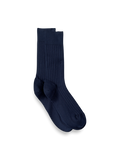 Product Image of Solid Rib With Contrast Cotton Blend Sock-Navy/Blue