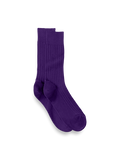 Product Image of Solid Rib With Contrast Cotton Blend Sock-Purple/Tan