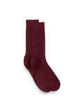 Product Image of Solid Rib With Contrast Cotton Blend Sock-Wine/Blue