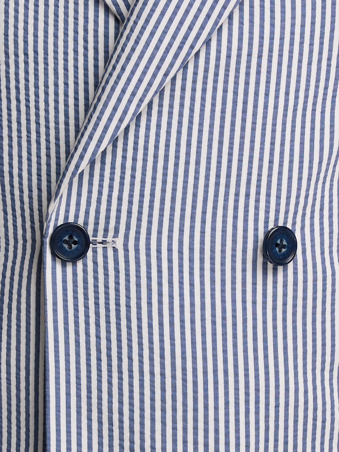 Alternate Image of Stripe Seersucker Double Breasted Peak Lapel Suit Jacket-4