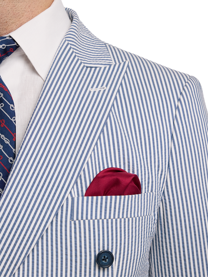 Alternate Image of Stripe Seersucker Double Breasted Peak Lapel Suit Jacket-5