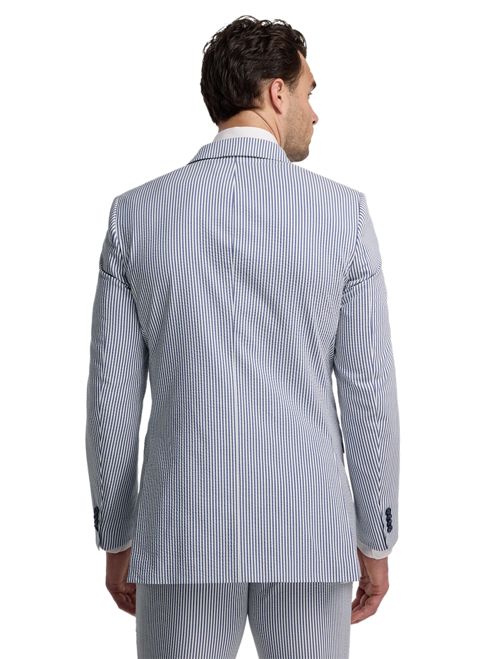 Alternate Image of Stripe Seersucker Double Breasted Peak Lapel Suit Jacket-6