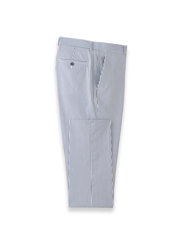 Product Image of Stripe Seersucker Flat Front Suit Pants-Navy/White