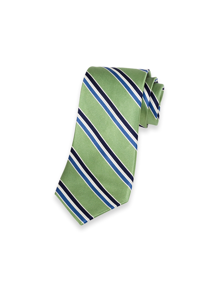 Product Image of Stripe Woven Silk Tie-Green/Blue