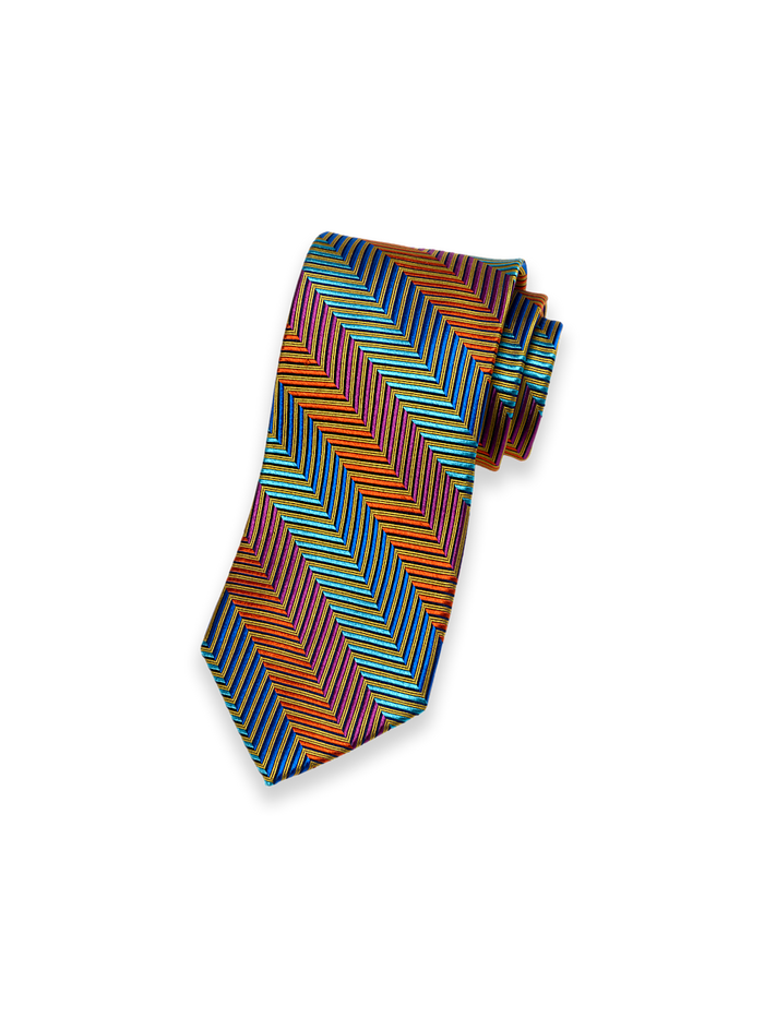 Product Image of Stripe Woven Silk Tie-Multi