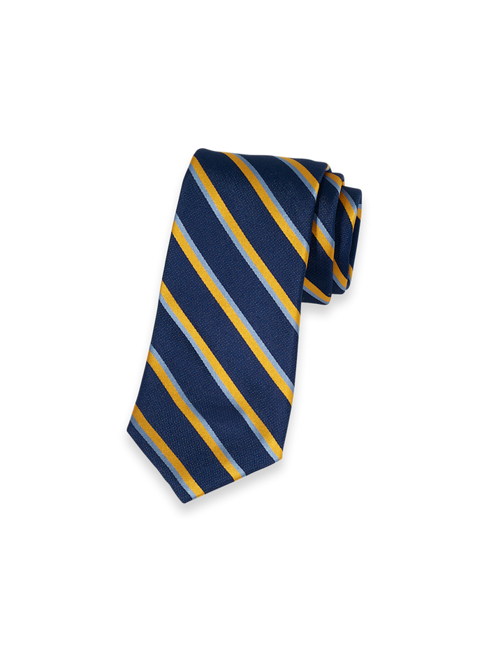 Product Image of Stripe Woven Silk Tie-Navy/Yellow