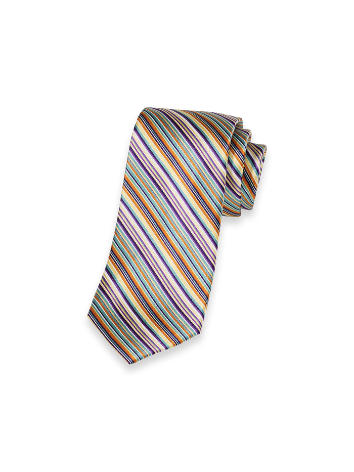 Product Image of Stripe Woven Silk Tie-Purple Multi