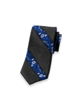 Product Image of Stripe/floral Woven Silk Tie-Black/Blue