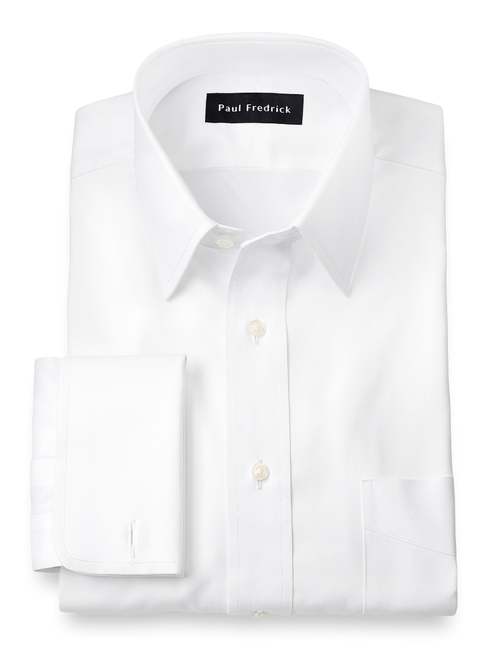 Product Image of Superfine Egyptian Cotton Solid Color Straight Collar French Cuff Dress Shirt-White