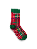 Product Image of Tartan Plaid Cotton Blend Socks-Red/Green