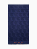 Telo mare unisex cotone tinta unita blu con scritta Gallo in contrasto - Gallo 1927 - Official Online Shop