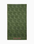 Telo mare unisex cotone tinta unita verde con scritta Gallo in contrasto - Gallo 1927 - Official Online Shop