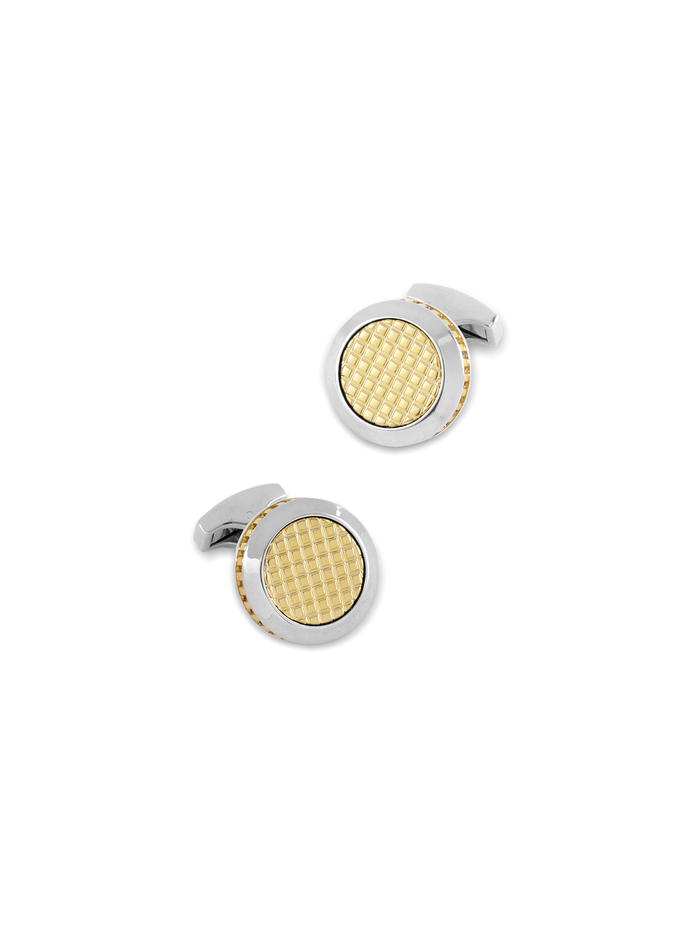 Textured Circle Cufflink - Gold/silver