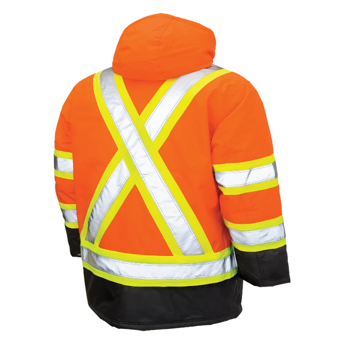 Tough Duck Lined Safety Parka Jacket with Quick Release Hoodie - S176