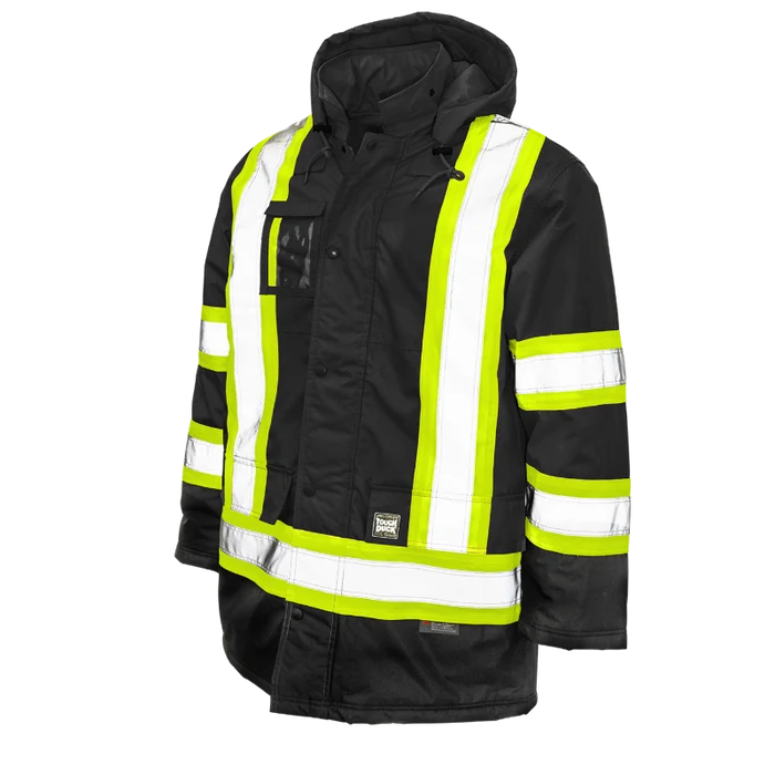 Tough Duck Lined Safety Parka Jacket with Quick Release Hoodie - S176