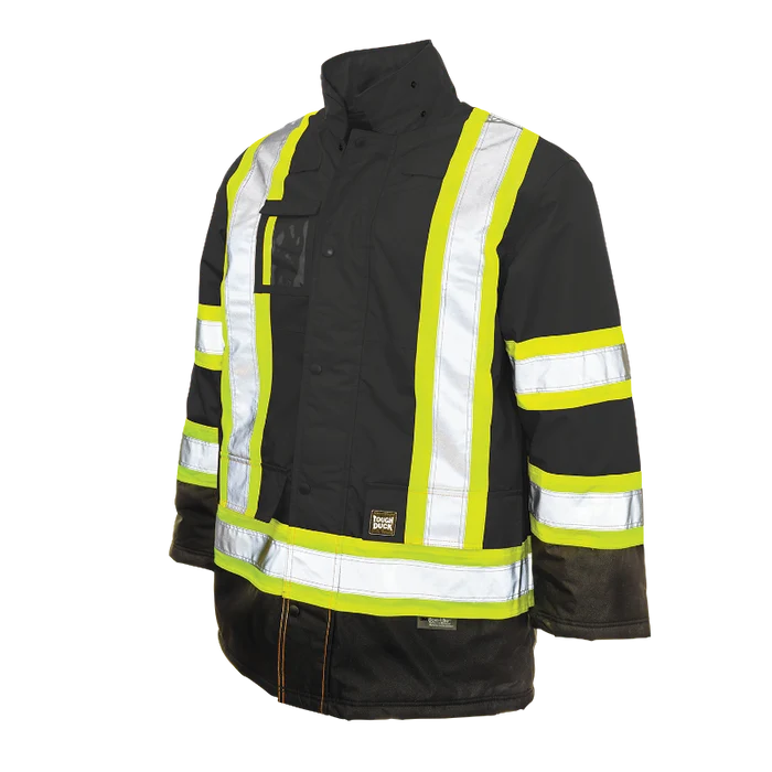 Tough Duck Lined Safety Parka Jacket with Quick Release Hoodie - S176