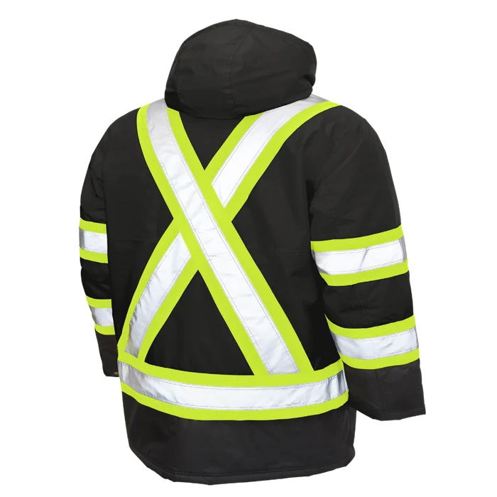 Tough Duck Lined Safety Parka Jacket with Quick Release Hoodie - S176