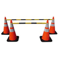 Traffic Cone Bar - 4'-6' feet Adjustable - ABS Black with Yellow Engineer Grade Reflective Sheeting