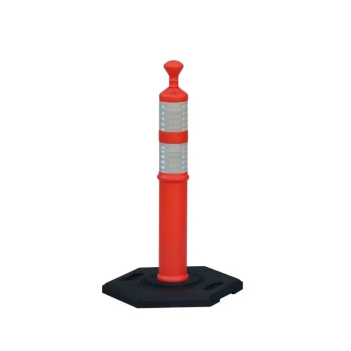 Traffix Devices 28" Grabber Tube Delineator Post - 2 x 3" Reflective Tape - 8 Lbs Base - Orange