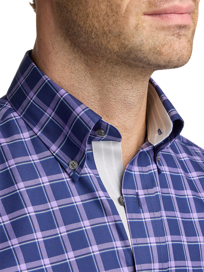 Alternate Image of Traveler Cotton Blend Check Dress Shirt With Contrast Trim-2