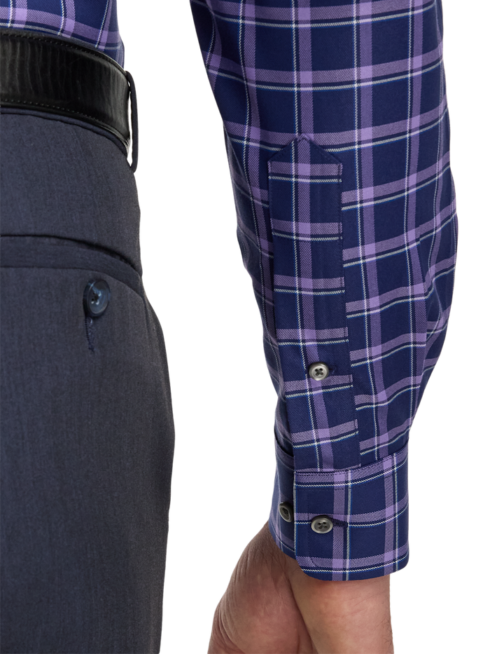 Alternate Image of Traveler Cotton Blend Check Dress Shirt With Contrast Trim-3