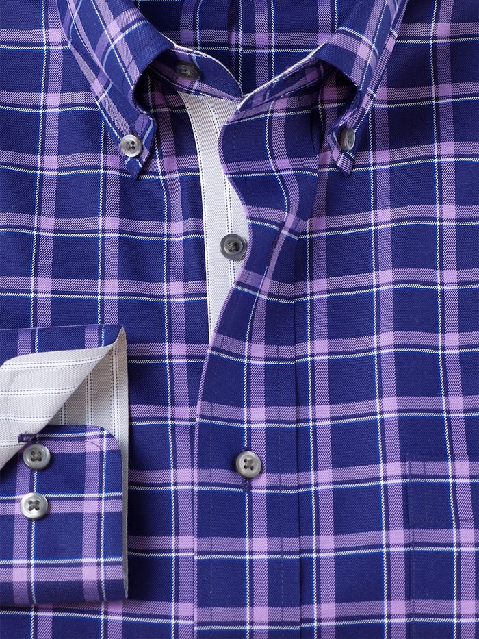 Alternate Image of Traveler Cotton Blend Check Dress Shirt With Contrast Trim-5