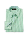 Product Image of Travel Cotton Blend Stripe Dress Shirt With Contrast Trim-Green