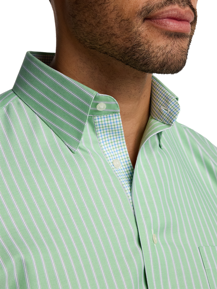 Alternate Image of Travel Cotton Blend Stripe Dress Shirt With Contrast Trim-2