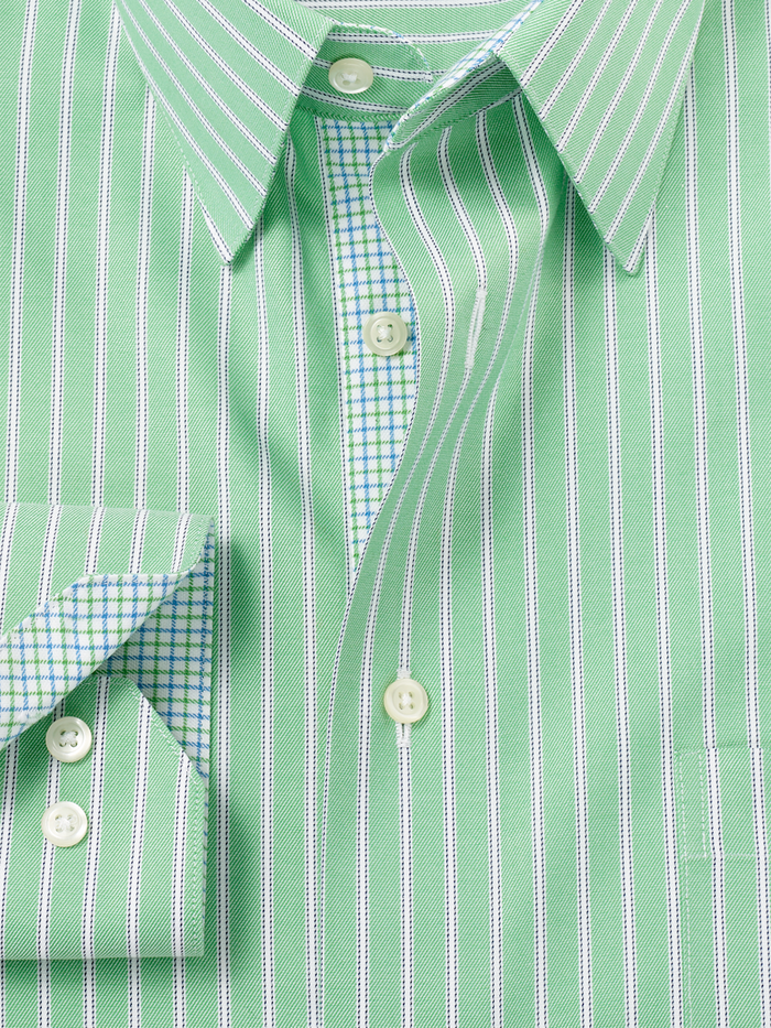 Alternate Image of Travel Cotton Blend Stripe Dress Shirt With Contrast Trim-5