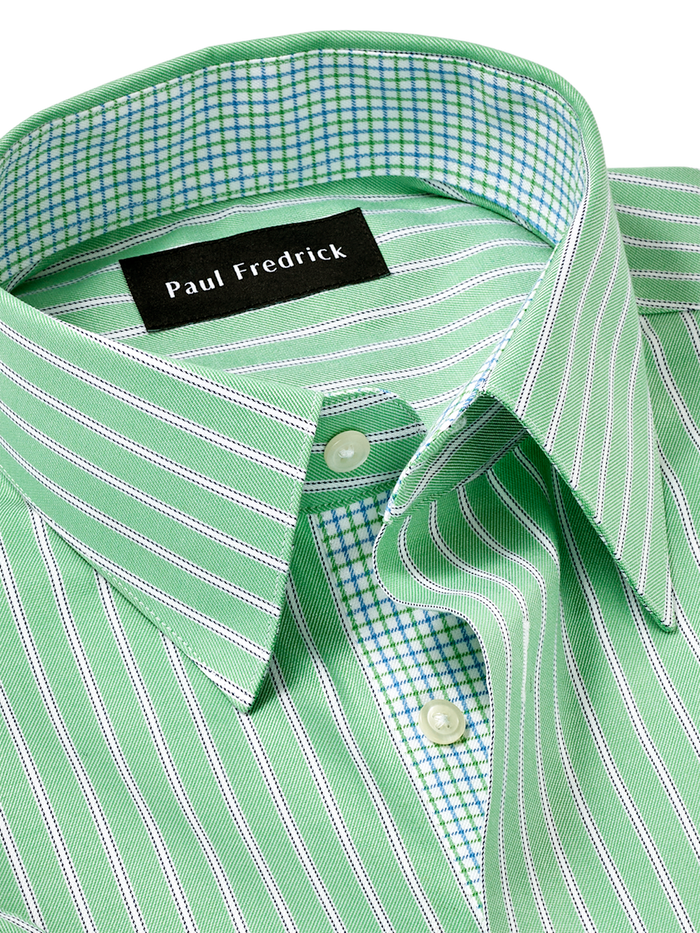 Alternate Image of Travel Cotton Blend Stripe Dress Shirt With Contrast Trim-6